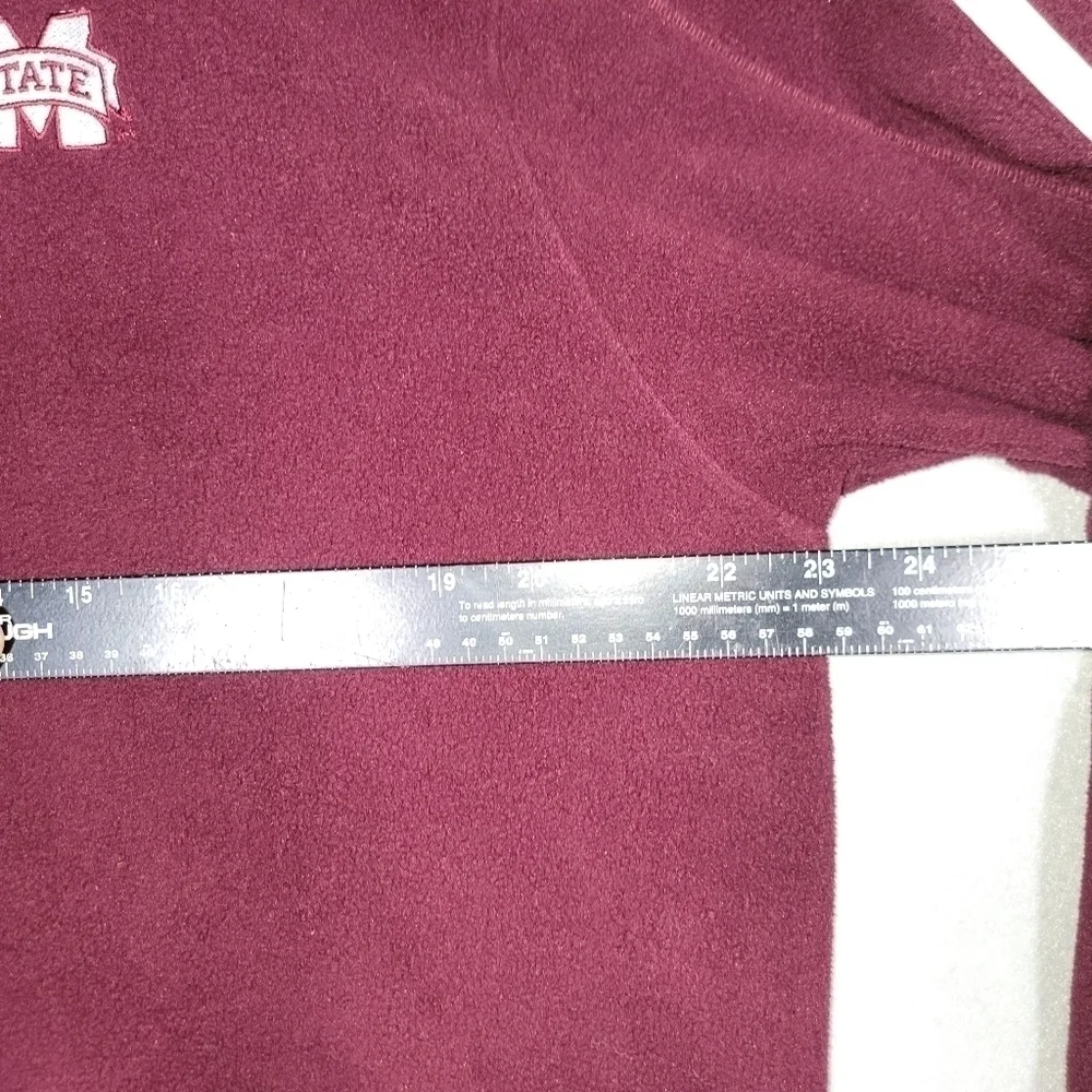 Adidas Mississippi State Bulldogs 1/4 Zip Fleece Pullover 3 Stripe Sleeve Size M